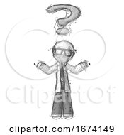 Poster, Art Print Of Sketch Doctor Scientist Man With Question Mark Above Head Confused