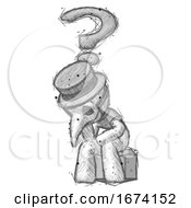 Poster, Art Print Of Sketch Plague Doctor Man Thinker Question Mark Concept