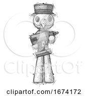 Poster, Art Print Of Sketch Plague Doctor Man Holding Large Drill