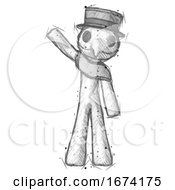 Poster, Art Print Of Sketch Plague Doctor Man Waving Emphatically With Right Arm