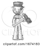 Poster, Art Print Of Sketch Plague Doctor Man Holding Hammer Ready To Work