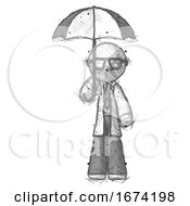 Poster, Art Print Of Sketch Doctor Scientist Man Holding Umbrella