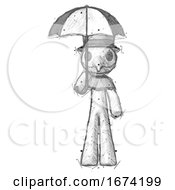 Sketch Plague Doctor Man Holding Umbrella