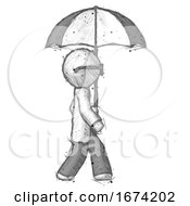 Poster, Art Print Of Sketch Doctor Scientist Man Woman Walking With Umbrella