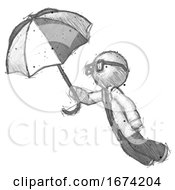Poster, Art Print Of Sketch Doctor Scientist Man Flying With Umbrella