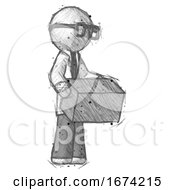 Poster, Art Print Of Sketch Doctor Scientist Man Holding Package To Send Or Recieve In Mail