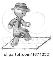 Poster, Art Print Of Sketch Detective Man On Postage Envelope Surfing