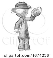 Poster, Art Print Of Sketch Detective Man Holding Football Up
