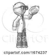 Poster, Art Print Of Sketch Doctor Scientist Man Holding Football Up