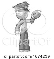 Poster, Art Print Of Sketch Police Man Holding Football Up
