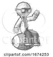 Poster, Art Print Of Sketch Doctor Scientist Man Sitting On Giant Football