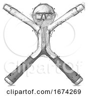 Poster, Art Print Of Sketch Doctor Scientist Man With Arms And Legs Stretched Out