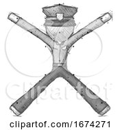 Poster, Art Print Of Sketch Police Man With Arms And Legs Stretched Out
