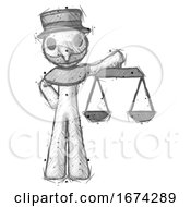 Poster, Art Print Of Sketch Plague Doctor Man Holding Scales Of Justice