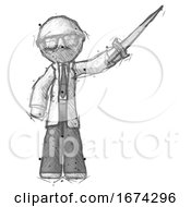 Poster, Art Print Of Sketch Doctor Scientist Man Holding Sword In The Air Victoriously