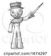 Poster, Art Print Of Sketch Plague Doctor Man Holding Sword In The Air Victoriously