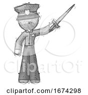 Poster, Art Print Of Sketch Police Man Holding Sword In The Air Victoriously