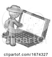 Poster, Art Print Of Sketch Detective Man Using Large Laptop Computer