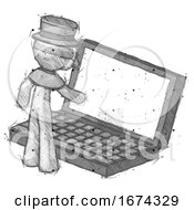 Poster, Art Print Of Sketch Plague Doctor Man Using Large Laptop Computer