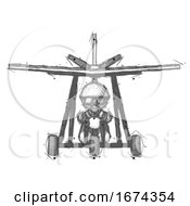 Sketch Doctor Scientist Man In Ultralight Aircraft Front View