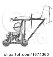 Sketch Doctor Scientist Man In Ultralight Aircraft Side View