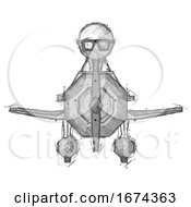 Sketch Doctor Scientist Man In Geebee Stunt Plane Front View