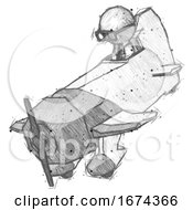 Poster, Art Print Of Sketch Doctor Scientist Man In Geebee Stunt Plane Descending View