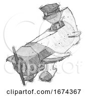Sketch Police Man In Geebee Stunt Plane Descending View