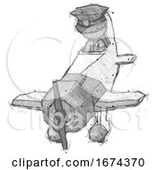 Poster, Art Print Of Sketch Police Man In Geebee Stunt Plane Descending Front Angle View