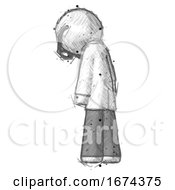 Poster, Art Print Of Sketch Doctor Scientist Man Depressed With Head Down Back To Viewer Left