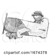 Sketch Detective Man In Geebee Stunt Aircraft Side View