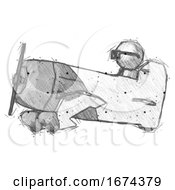 Sketch Doctor Scientist Man In Geebee Stunt Aircraft Side View