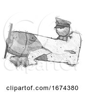 Poster, Art Print Of Sketch Police Man In Geebee Stunt Aircraft Side View