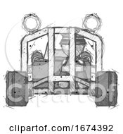 Poster, Art Print Of Sketch Police Man Riding Sports Buggy Front View