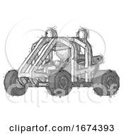Poster, Art Print Of Sketch Detective Man Riding Sports Buggy Side Angle View