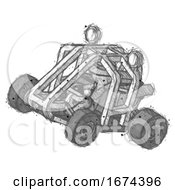 Poster, Art Print Of Sketch Detective Man Riding Sports Buggy Side Top Angle View