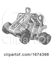 Poster, Art Print Of Sketch Police Man Riding Sports Buggy Side Top Angle View