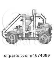 Poster, Art Print Of Sketch Detective Man Riding Sports Buggy Side View