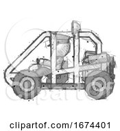 Poster, Art Print Of Sketch Police Man Riding Sports Buggy Side View