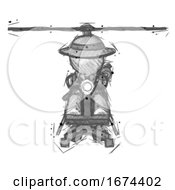 Poster, Art Print Of Sketch Detective Man Flying In Gyrocopter Front View