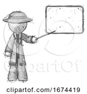 Poster, Art Print Of Sketch Detective Man Giving Presentation In Front Of Dry-Erase Board