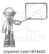 Poster, Art Print Of Sketch Doctor Scientist Man Giving Presentation In Front Of Dry-Erase Board