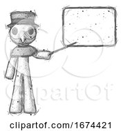 Poster, Art Print Of Sketch Plague Doctor Man Giving Presentation In Front Of Dry-Erase Board