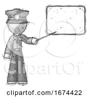 Poster, Art Print Of Sketch Police Man Giving Presentation In Front Of Dry-Erase Board