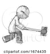 Poster, Art Print Of Sketch Doctor Scientist Man Hitting With Sledgehammer Or Smashing Something
