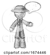 Poster, Art Print Of Sketch Detective Man With Word Bubble Talking Chat Icon