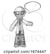 Poster, Art Print Of Sketch Doctor Scientist Man With Word Bubble Talking Chat Icon
