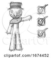 Poster, Art Print Of Sketch Plague Doctor Man Standing By List Of Checkmarks