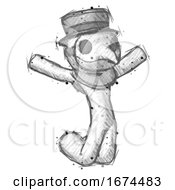 Sketch Plague Doctor Man Jumping Or Kneeling With Gladness