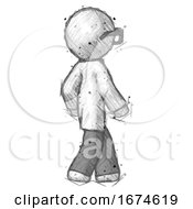 Poster, Art Print Of Sketch Doctor Scientist Man Walking Away Direction Right View